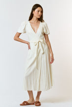 Load image into Gallery viewer, Cream Linen Wrap Maxi Dress
