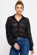 Load image into Gallery viewer, Romantic Sheer Long Sleeve Button Front Top
