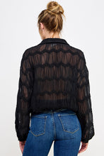 Load image into Gallery viewer, Romantic Sheer Long Sleeve Button Front Top
