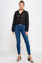 Load image into Gallery viewer, Romantic Sheer Long Sleeve Button Front Top
