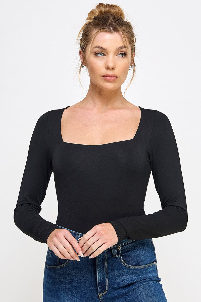 Long Sleeve Square Neck Bodysuit