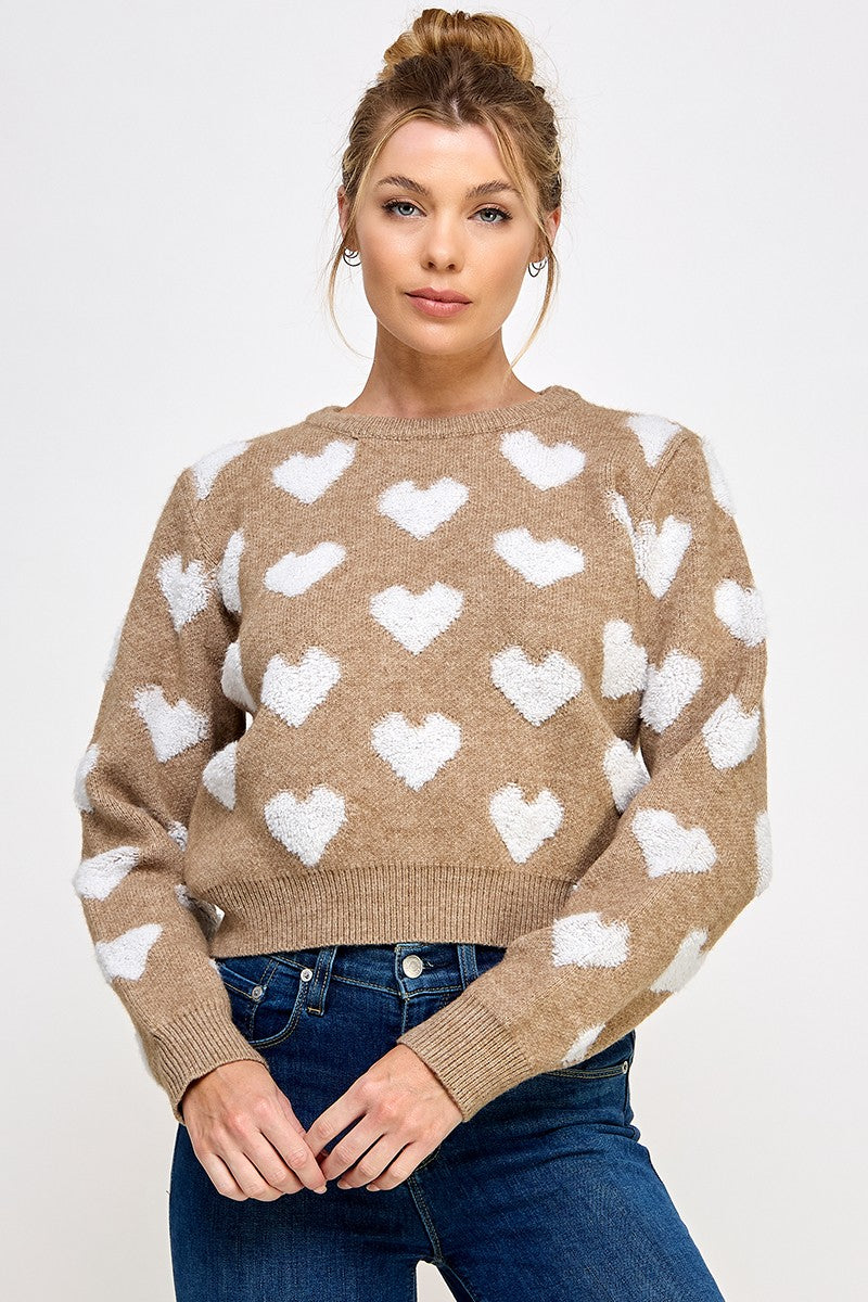 Raised Heart Long Sleeve Sweater