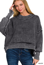 Load image into Gallery viewer, Washed Oversized Cropped Sweater
