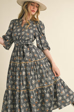 Load image into Gallery viewer, Bubble Sleeve Lace Trim Midi Dress
