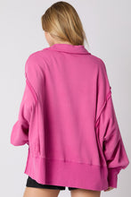 Load image into Gallery viewer, Mineral Wash Collar Placket Oversized Sweatshirt
