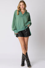 Load image into Gallery viewer, Mineral Wash Collar Placket Oversized Sweatshirt
