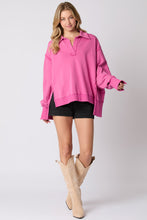 Load image into Gallery viewer, Mineral Wash Collar Placket Oversized Sweatshirt
