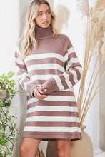 Load image into Gallery viewer, Stripe Turtleneck Sweater Dress
