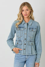 Load image into Gallery viewer, Washed Denim Peplum Jacket
