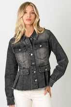 Load image into Gallery viewer, Washed Denim Peplum Jacket
