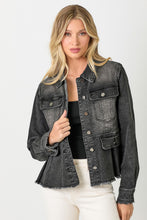 Load image into Gallery viewer, Washed Denim Peplum Jacket
