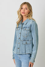 Load image into Gallery viewer, Washed Denim Peplum Jacket
