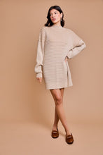 Load image into Gallery viewer, Cable Knit Mock Neck Sweater Dress
