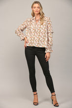 Load image into Gallery viewer, Cream Ruffle Detail Neck Blouse
