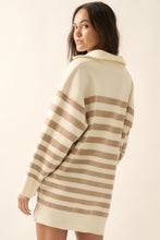 Load image into Gallery viewer, Half Zip Stripe Sweater Tunic
