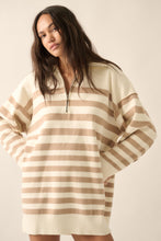 Load image into Gallery viewer, Half Zip Stripe Sweater Tunic
