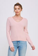 Load image into Gallery viewer, Pointelle Scallop V Neck Sweater
