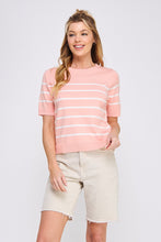 Load image into Gallery viewer, Soft Fine Gauge Short Sleeve Preppy Striped Top
