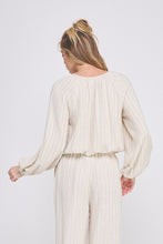 Load image into Gallery viewer, Soft Linen Pinstripe Relaxed Long Sleeve Blouse
