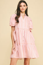 Load image into Gallery viewer, Pink Striped Tiered Short Dress
