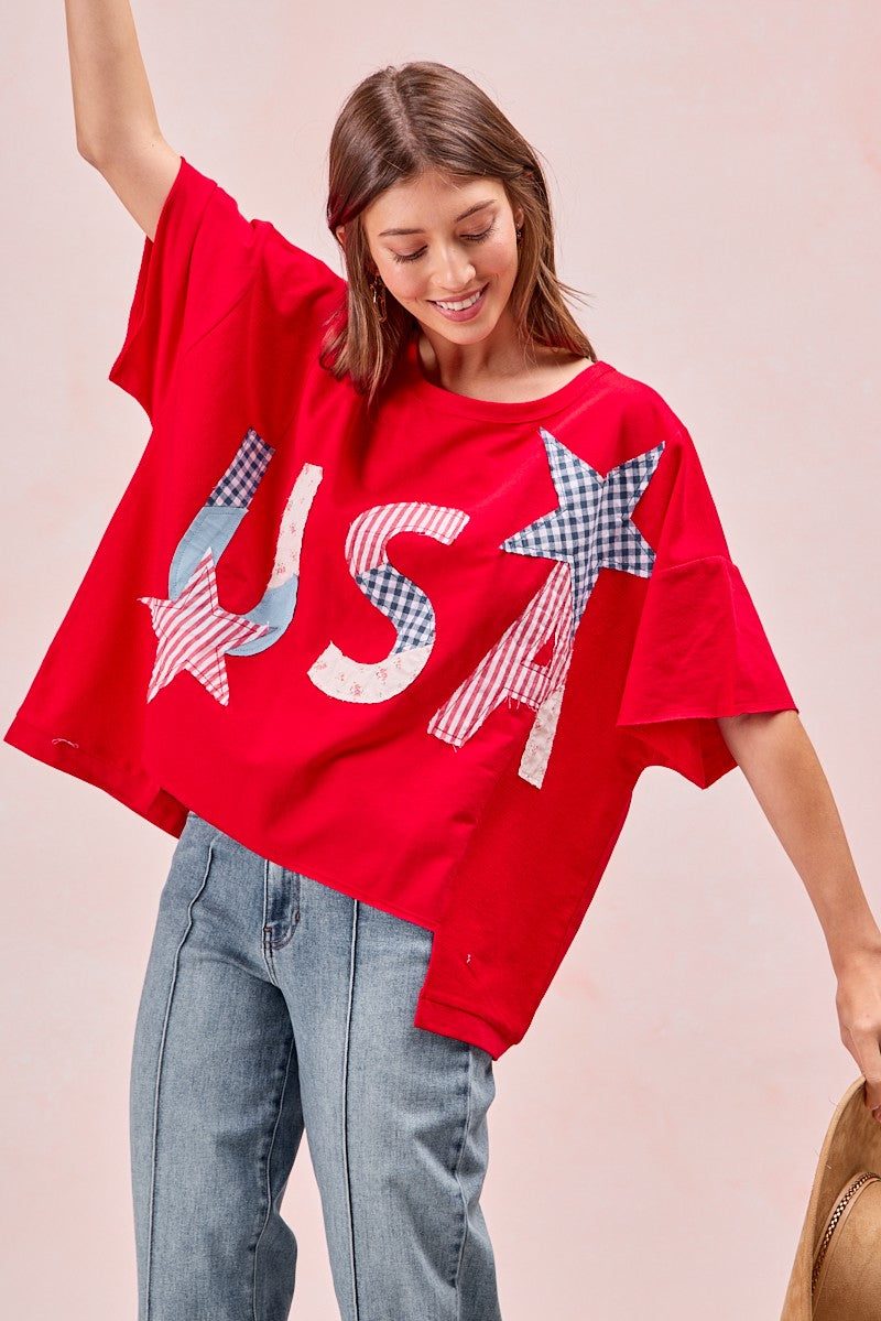 Mix and Match Stars and USA Patchwork Top