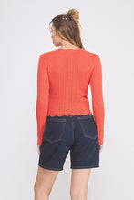 Load image into Gallery viewer, Poppy Pointelle Cardigan with Scallop Edges
