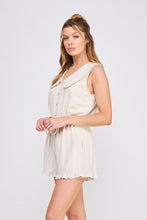 Load image into Gallery viewer, Linen Sleeveless Romper with Peter Pan Collar
