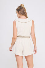 Load image into Gallery viewer, Linen Sleeveless Romper with Peter Pan Collar
