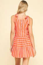 Load image into Gallery viewer, Orange &amp; Coral Self Tie Striped Dress
