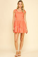 Load image into Gallery viewer, Orange &amp; Coral Self Tie Striped Dress
