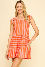 Load image into Gallery viewer, Orange &amp; Coral Self Tie Striped Dress
