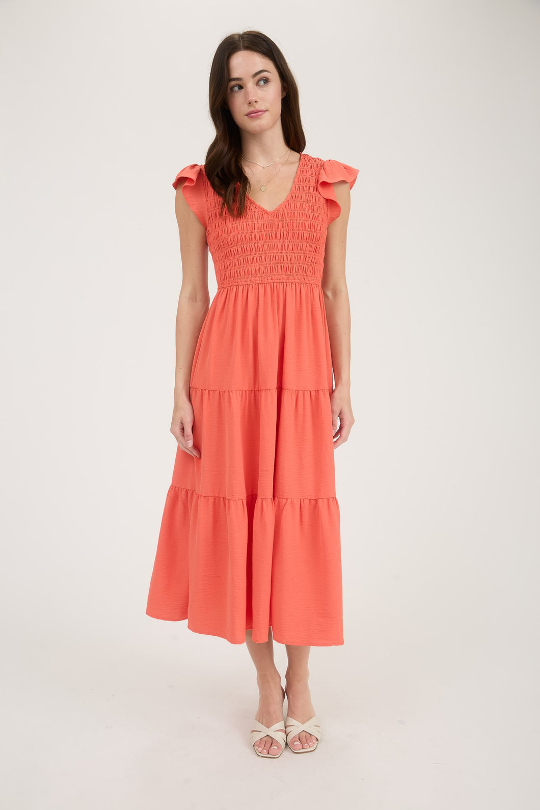 Flutter Sleeve Midi Dress