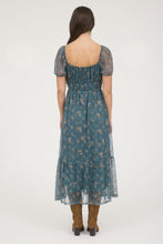 Load image into Gallery viewer, Turquoise Floral Puff Sleeve Dress
