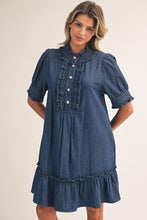 Load image into Gallery viewer, Ruffle Detail Lovely Denim Dress

