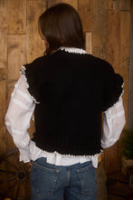 Load image into Gallery viewer, Crochet Floral Detail Ruffled Knit Cardigan
