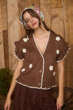 Load image into Gallery viewer, Crochet Floral Detail Ruffled Knit Cardigan
