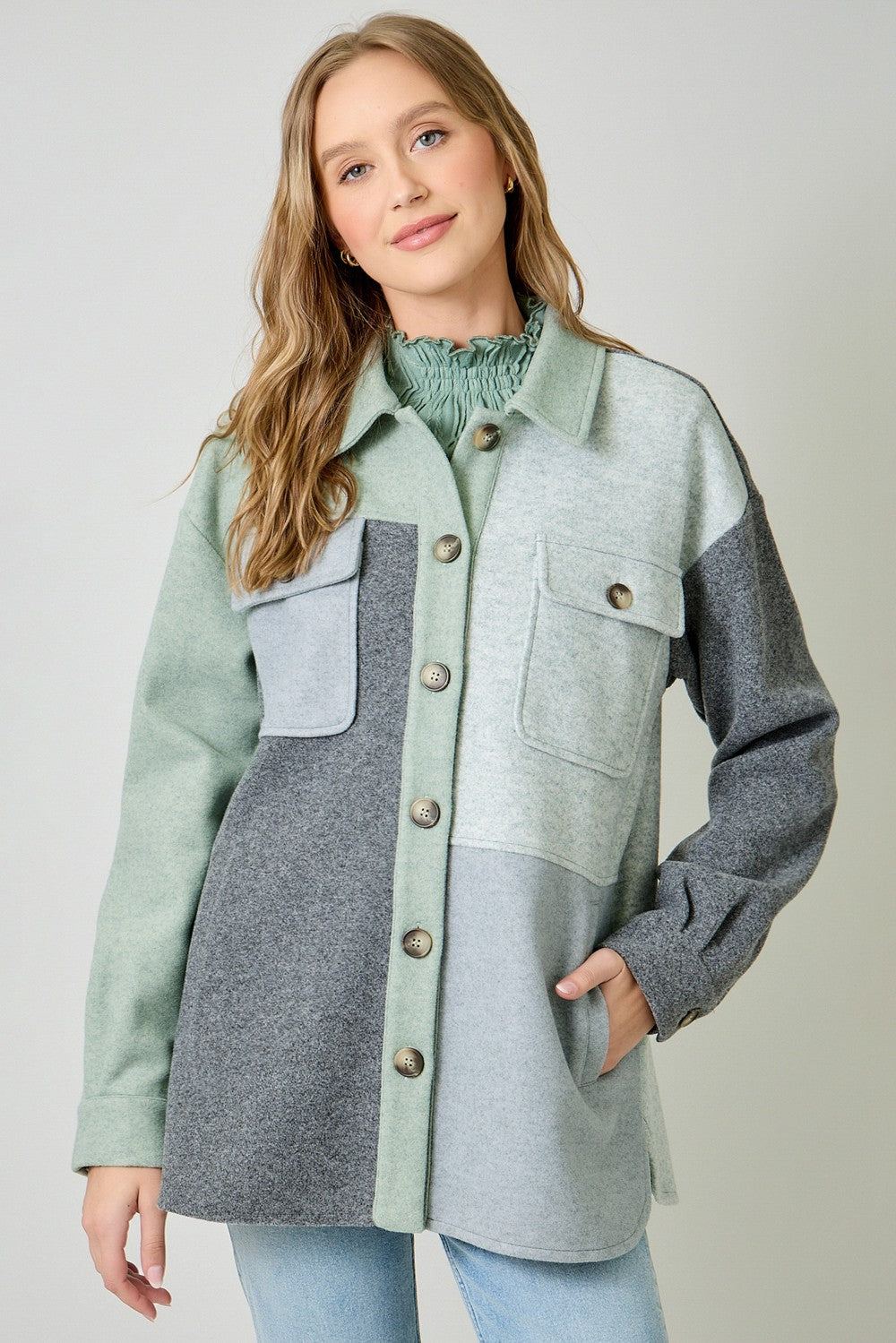 Color Block Shacket