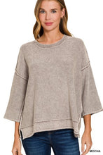 Load image into Gallery viewer, Washed 3/4 Sleeve Boxy Sweater
