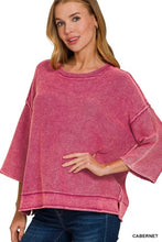 Load image into Gallery viewer, Washed 3/4 Sleeve Boxy Sweater

