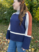 Load image into Gallery viewer, Navy Colorblocked Knit Sweater

