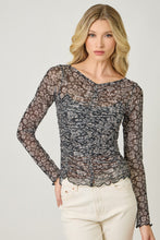 Load image into Gallery viewer, Mesh Print Lettuce Hem Top
