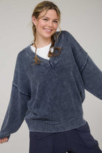 Load image into Gallery viewer, Washed Mock Neck Long Sleeve Knit Pullover Sweater
