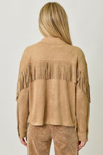 Load image into Gallery viewer, Fringe Detail Suede Shirt Jacket

