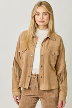 Load image into Gallery viewer, Fringe Detail Suede Shirt Jacket
