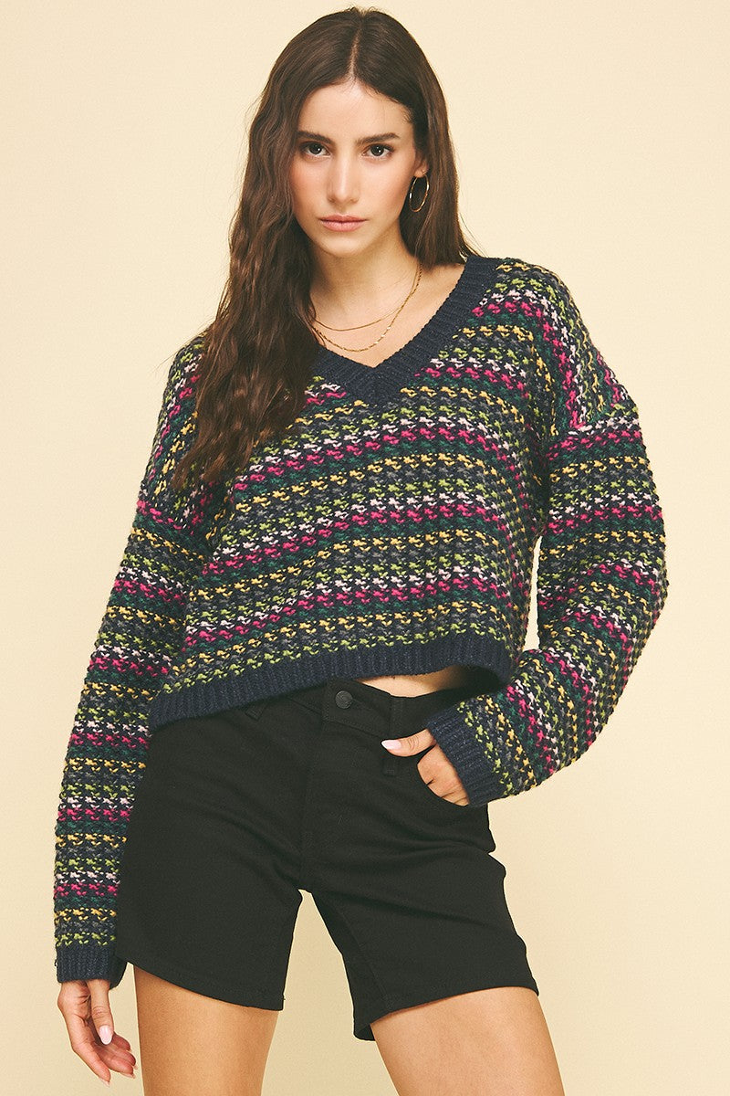 Multi Color Knit Crop Sweater