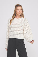 Load image into Gallery viewer, Chenille Pointelle Crop Oversized Sweater

