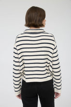 Load image into Gallery viewer, Collared Cream Stripe Sweater Cardigan
