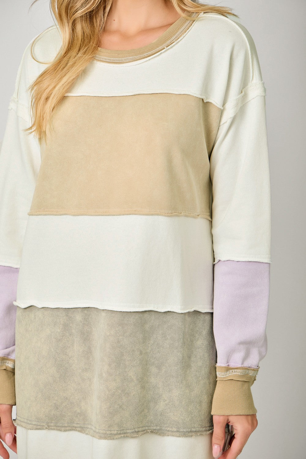 Color Block Long Sweat Shirt
