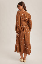 Load image into Gallery viewer, Button Down Embroidery Corduroy Midi Dress
