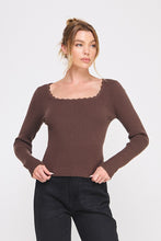 Load image into Gallery viewer, Fine Gauge Square Neck With Lace Trim
